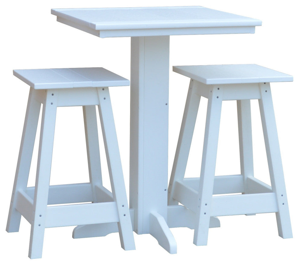 Poly Lumber Bistro Set, White, Square
