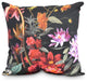 Floral Craze 18" Black Floral Print Decorative Throw Pillow