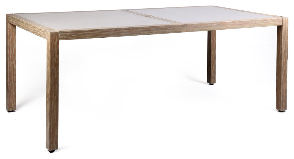 Sienna Outdoor Eucalyptus Dining Table with Teak Finish and Concrete Top