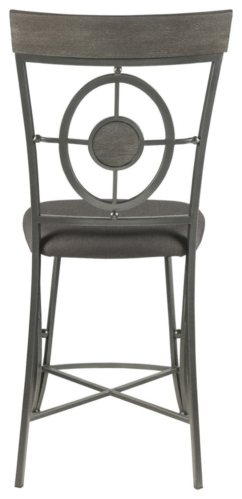 Set of 2 Fabric Counter Height Chair, Gunmetal Finish