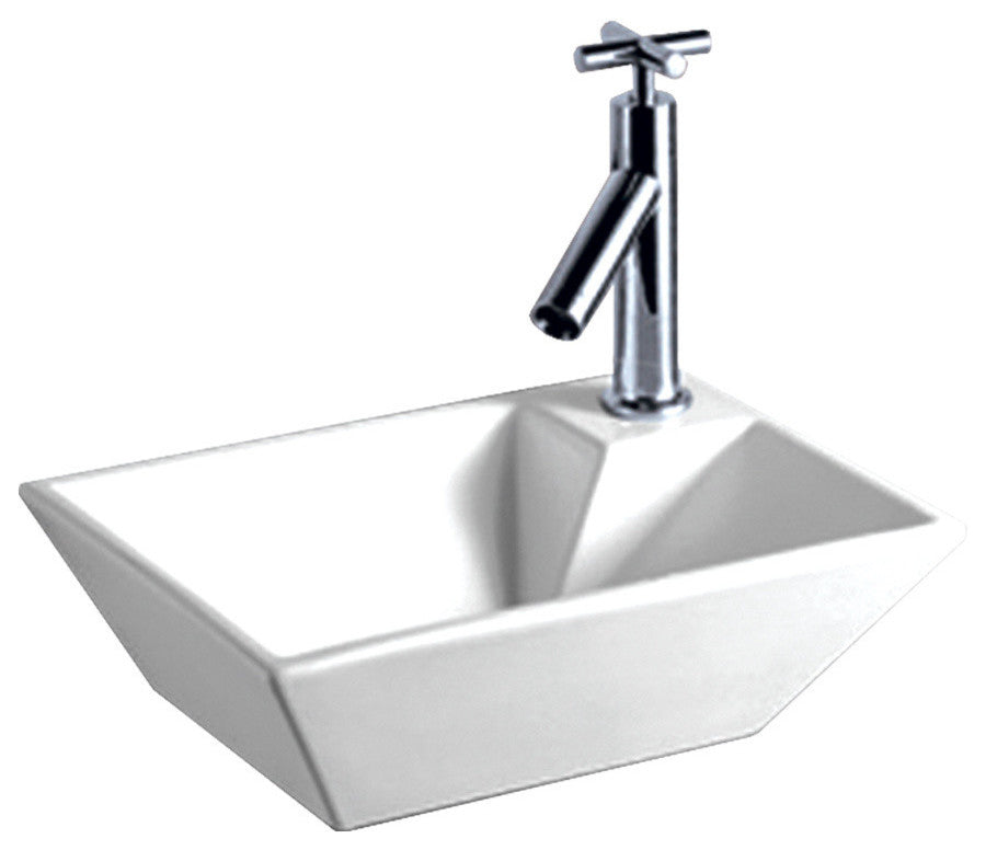 Rectangular Wall Mount Basin with a Right Offset Single Faucet Hole