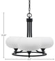 Paramount 3-Light Chandelier, Matte Black, 10" White Muslin Glass
