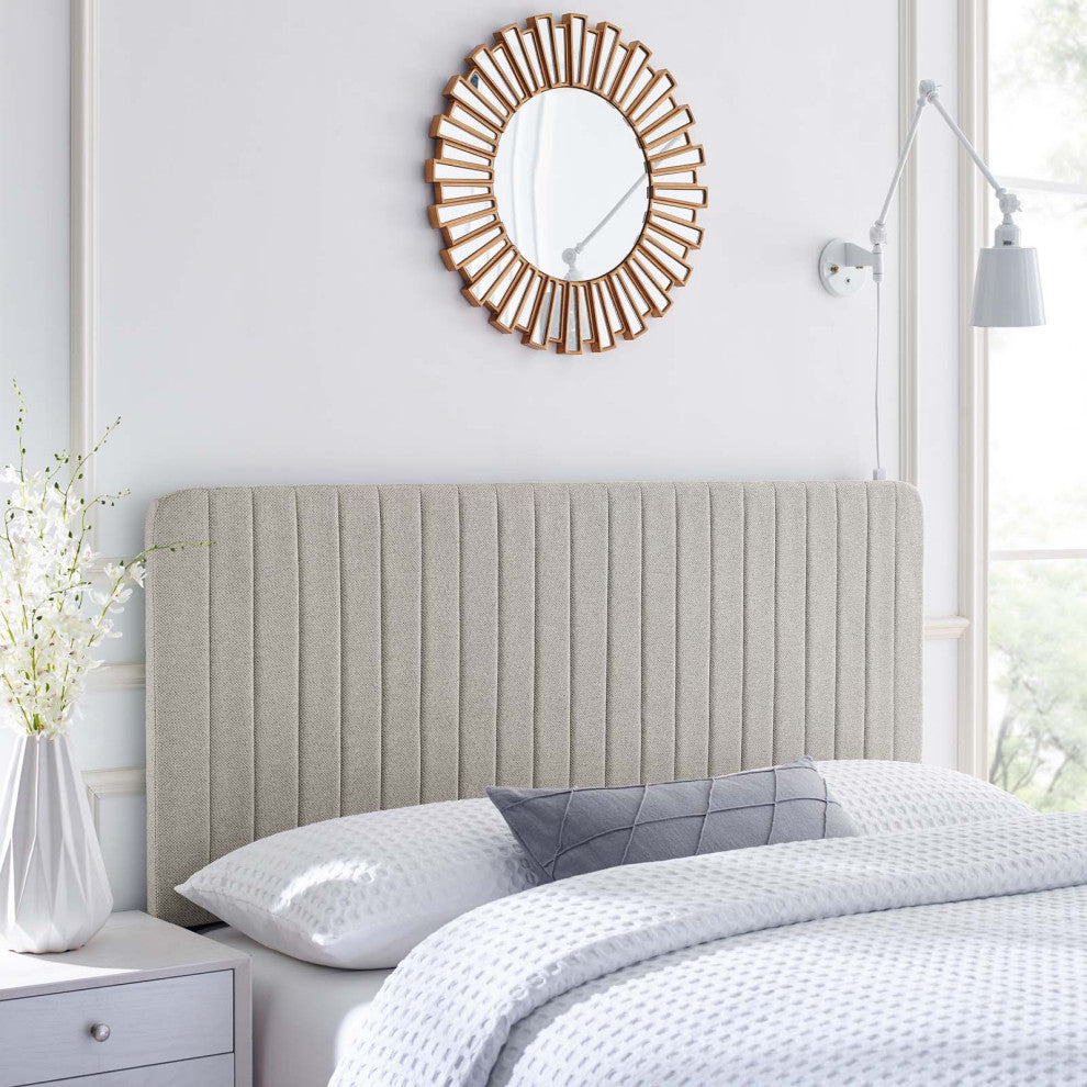 Tufted Headboard, Twin Size, Fabric, Oatmeal, Modern Contemporary, Bedroom