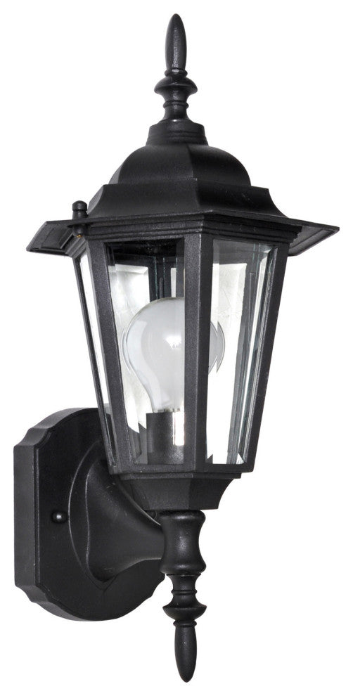 Maxim 3000 Builder Cast 14" 1 Light Wall Sconce - Black / Clear Glass