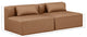 Cube Upholstered Modular Sofa, Brown, 2-Piece: 2 Armless Chair, Vegan Leather