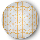 Anchor Pattern Nautical & Coastal Chenille Area Rug, Egg Yolk Yellow, 5' Round