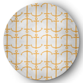 Anchor Pattern Nautical & Coastal Chenille Area Rug, Egg Yolk Yellow, 5' Round