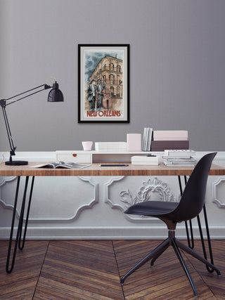 "Double Bassist" Framed Painting Print, 30x45