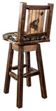 Homestead Collection 30" Upholstered Barstool With Back and Swivel, Wolf