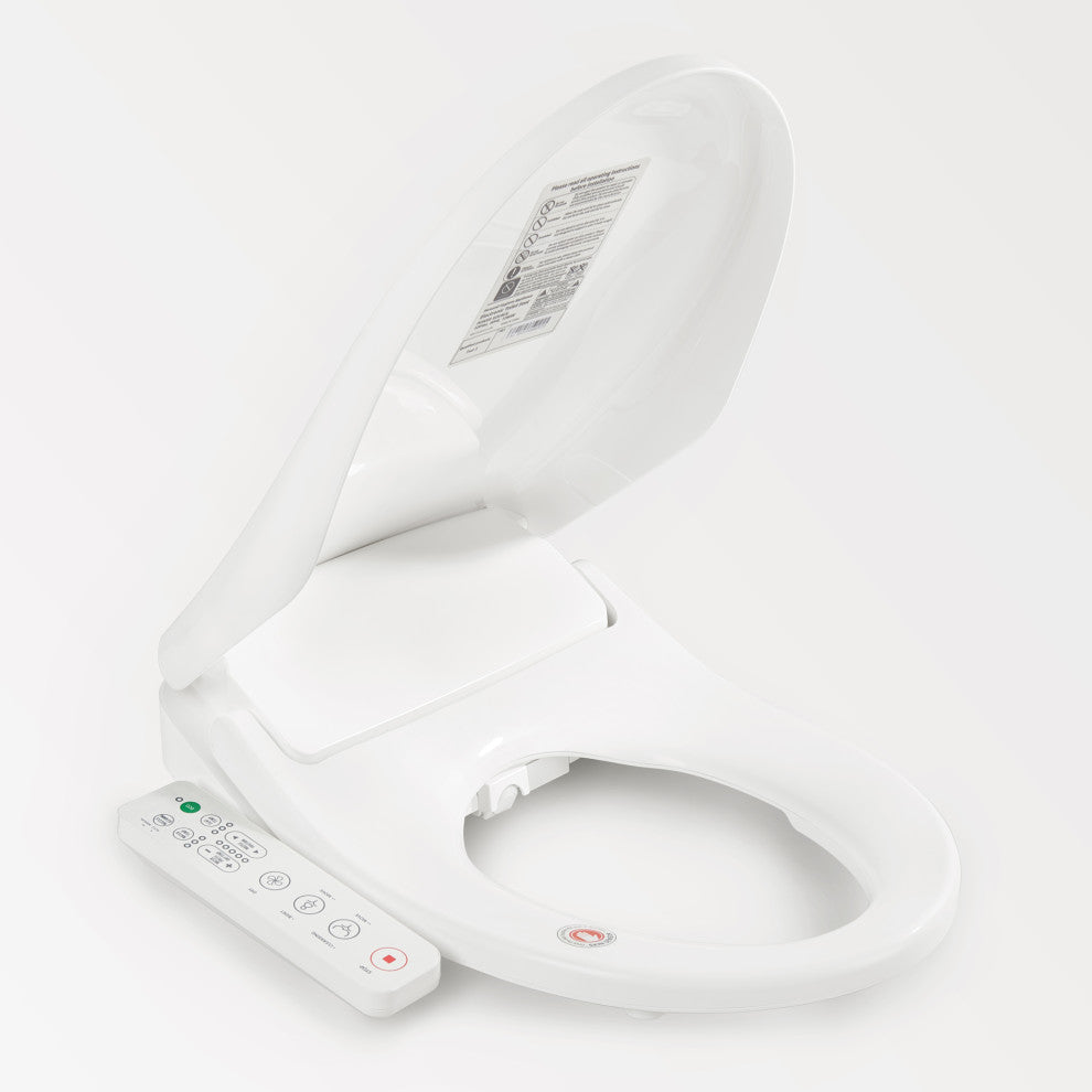 Electric Heated Smart Toilet Bidet Seat With Side Control Panel, Warm Air Dryer