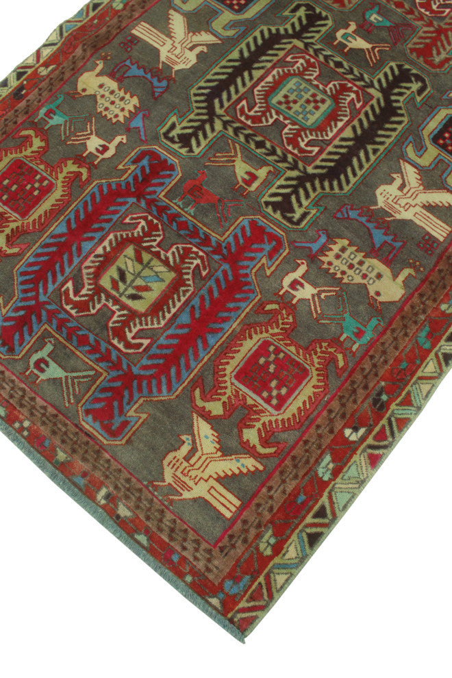 Fine Vintage Distressed Kian Gray/Rust Runner, 3'10x9'11