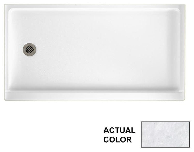 Swan 60x32x4 Solid Surface Shower Base, Left Drain, Ice