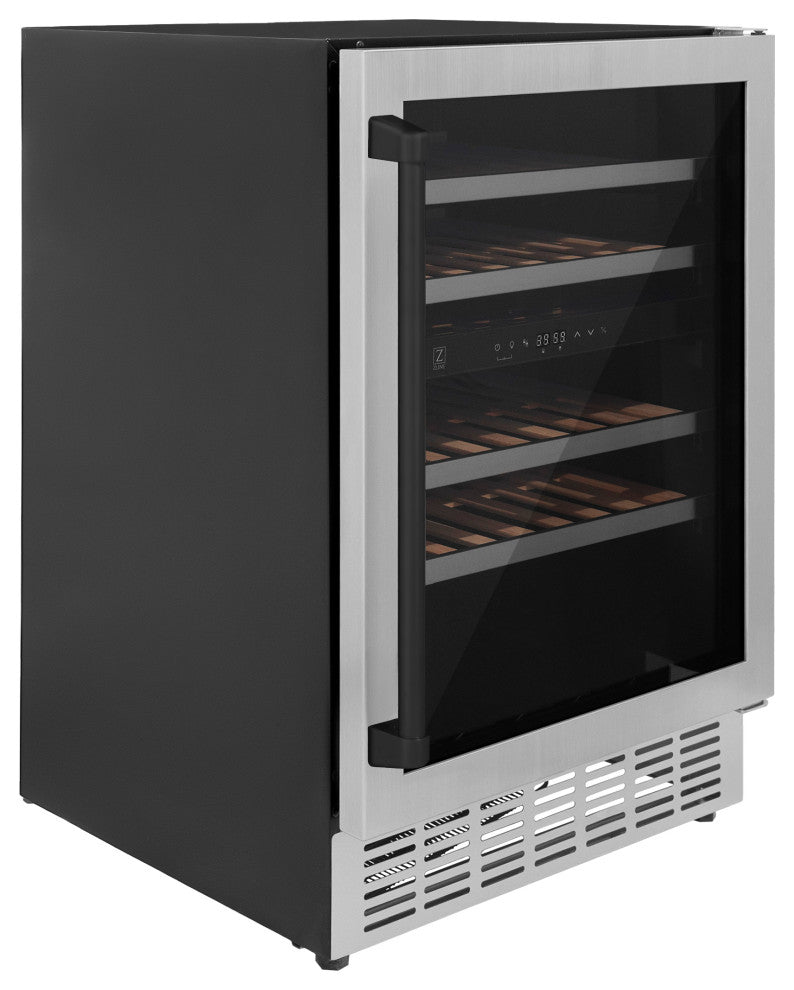 ZLINE 24 In. Wine Cooler, Stainless Steel With Matte Black, RWVZ-UD-24-MB