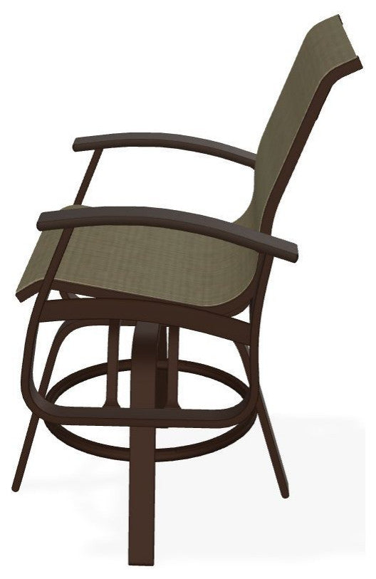Belle Isle Sling Balcony Height Outdoor Swivel Chair, Elevation Stone/Kona
