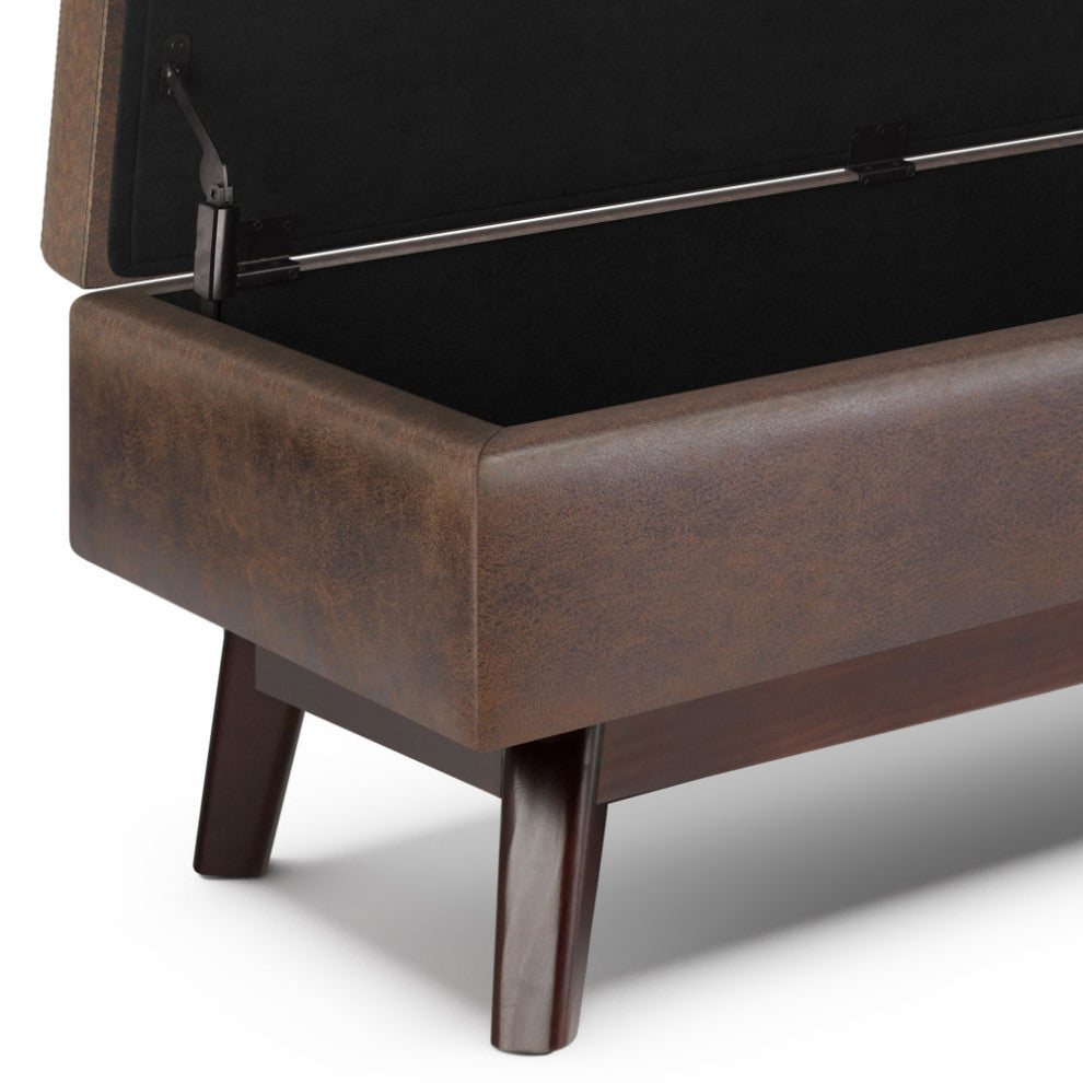 Owen Rectangular Storage Ottoman, Distressed Chestnut Brown