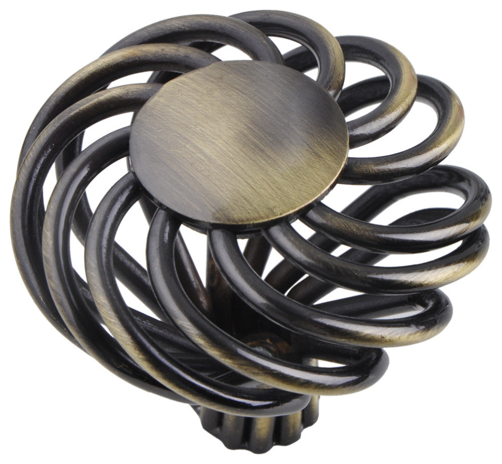 Utopia Alley Aire Round Swirl Cabinet Knob, Antique Brass, 1.8", 25 Pack
