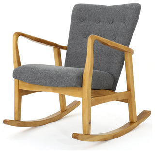GDF Studio Collin Mid Century Fabric Rocking Chair, Gray