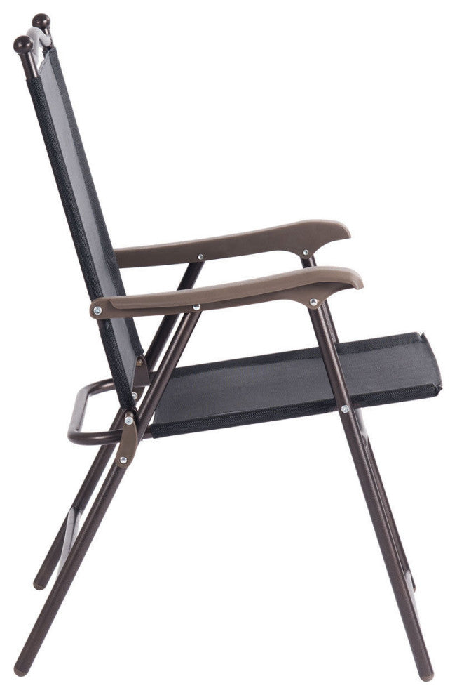 Costway Set of 2 Patio Folding Sling Back Chairs Camping Garden Beach Black