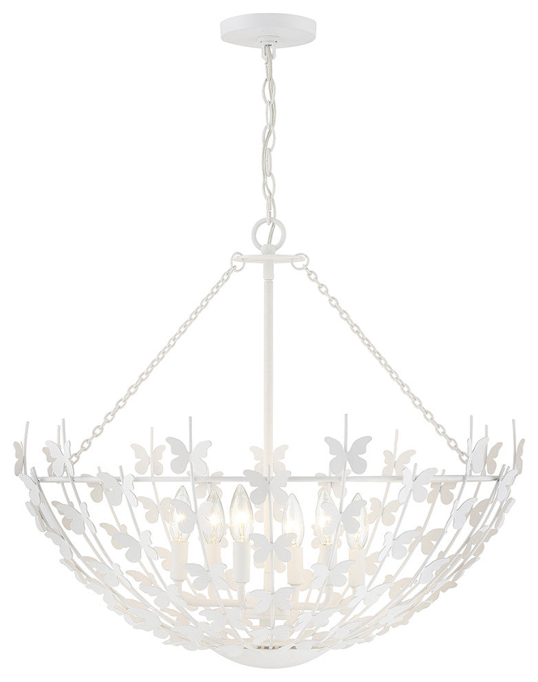 Birch 6-Light Pendant, Burnished Brass, Bisque White