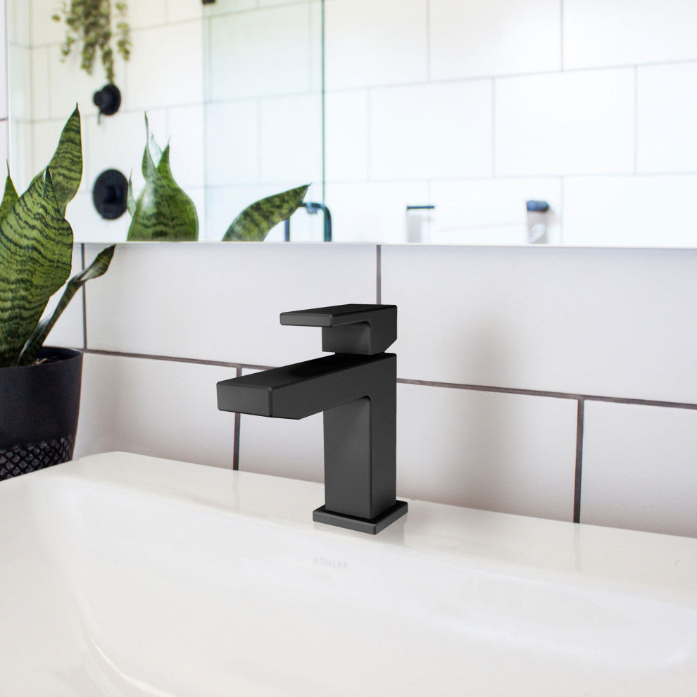 Mod Single Handle Bathroom Faucet, Matte Black