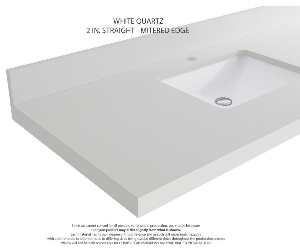 Paris 36" Right Offset Bathroom Vanity, White 2" White Quartz