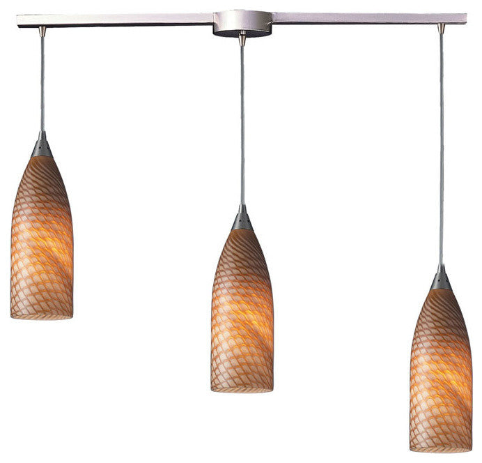 Elk 522-3L-C 3-Light Pendant In Satin Nickel and Coco Glass -522-3L-C