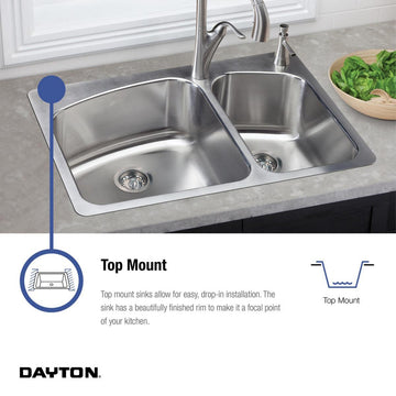 Elkay DW1011515 Dayton 15" Single Basin Drop In Stainless Steel - 2 Faucet