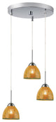 North Bay Pendants, Mosaic Amber Bell, Satin Nickel, 3L Cluster