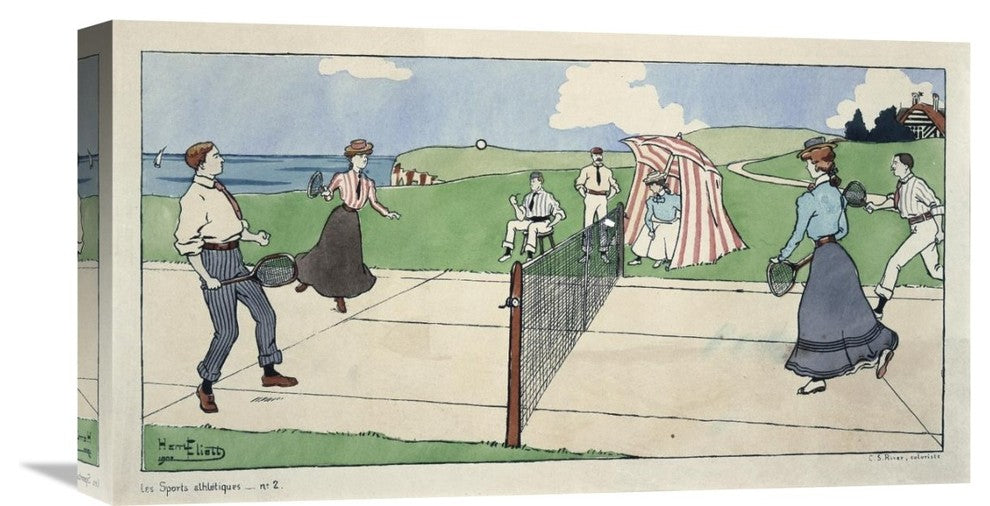 "Les Sports athletiques / Tennis" Artwork, 22"x12"