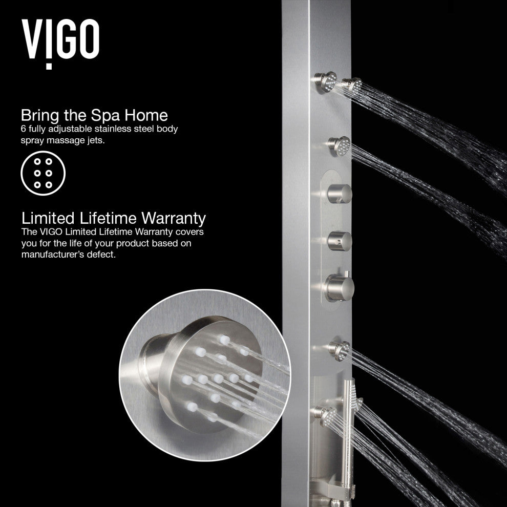 Dilana 67" H x 6" W 6-Jet Shower Panel with Round Shower Head in Stainless Steel