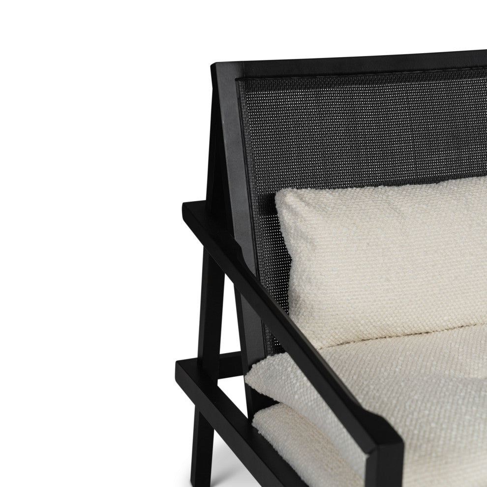 Modern Brazilian, Barra, Cane Lounge Chair, Black/Ivory
