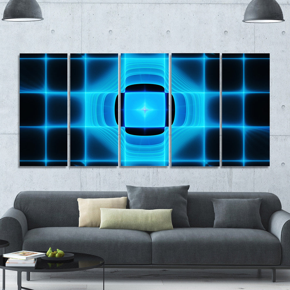 Blue on Black Thermal Infrared Visor, Abstract Canvas Print, 60"x28", 5 Panels