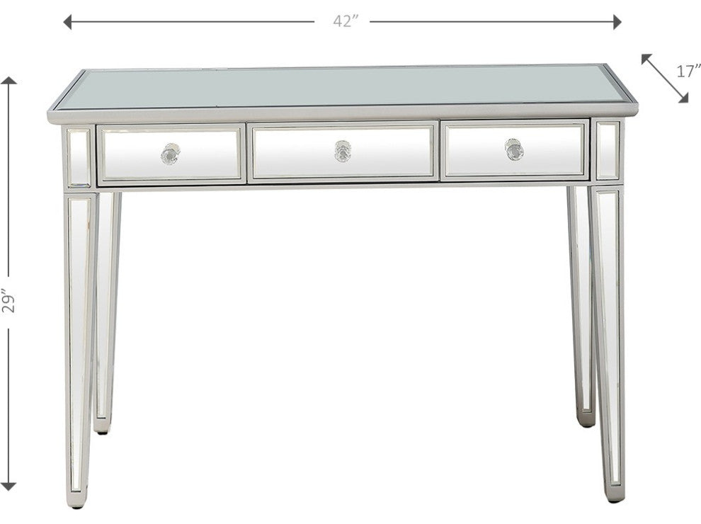 Silver Finish Three Drawer Console Table