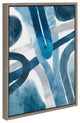 Sylvie Abstract Blue And Gray Watercolor Framed Canvas, Gray 18x24