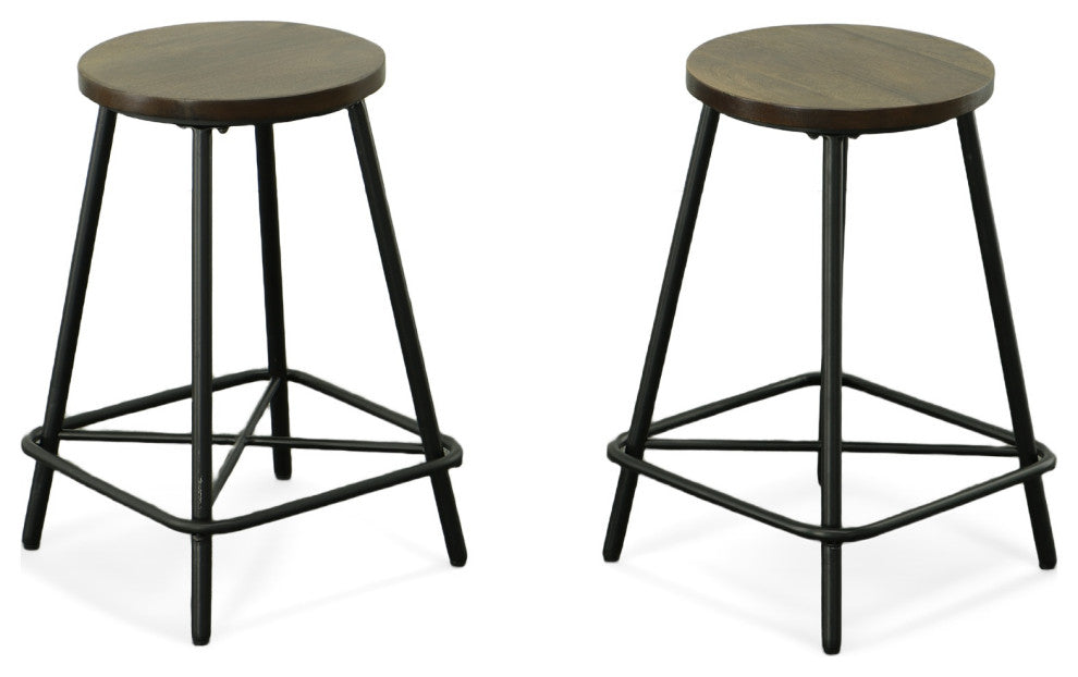 Illona 24" Counter Height Stool Set of 2, Elm/Black