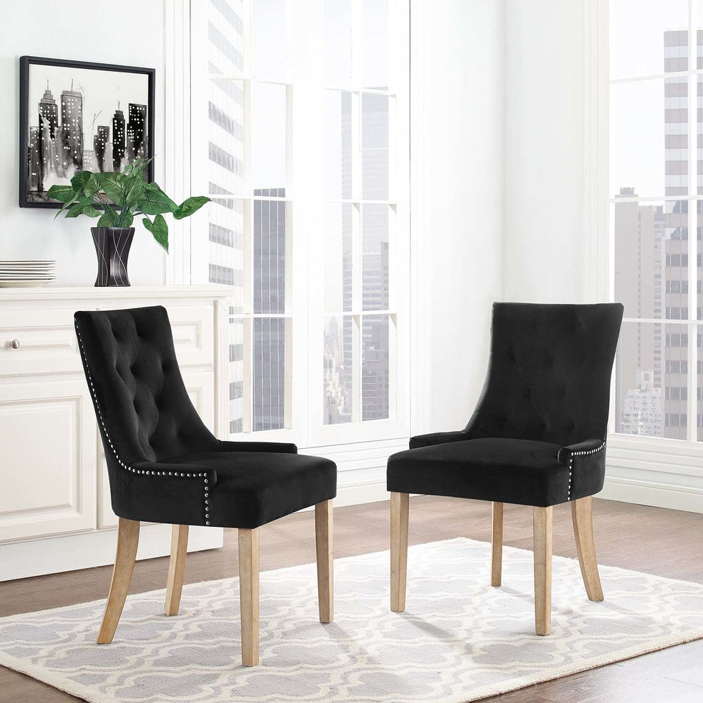 Pose Dining Chairs Velvet, Set of 2, Black