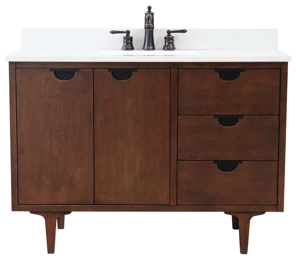 49" Single Sink Vanity, Dark Cherry With Engineered Stone Top