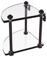 Southbeach Two Tier Corner Glass Shelf, Antique Bronze