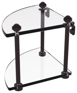 Southbeach Two Tier Corner Glass Shelf, Antique Bronze
