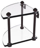 Southbeach Two Tier Corner Glass Shelf, Antique Bronze