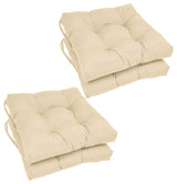 16" Solid Twill Square Tufted Chair Cushions, Set of 4, Natural