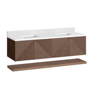 James Martin Marcello Bath Vanity, Chestnut, 72", White Zeus, Single-Hole