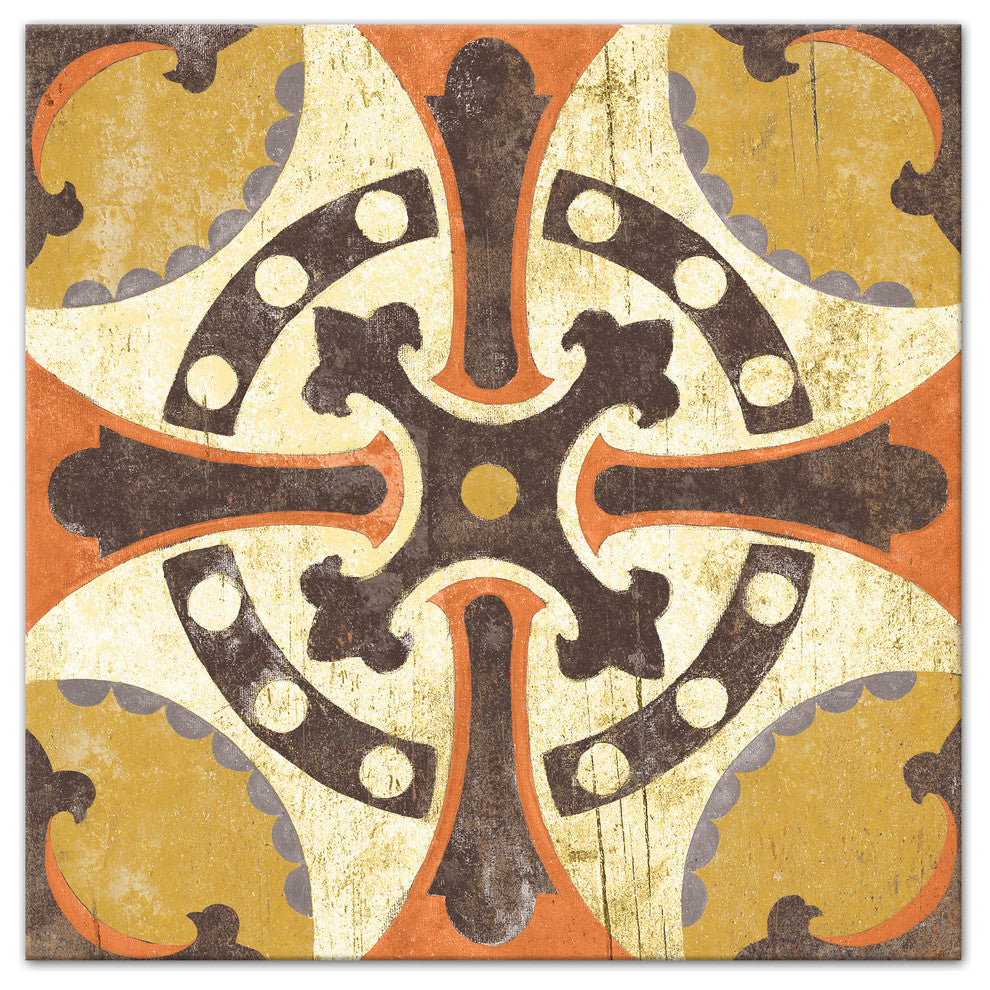 Orange Moroccan Tile 24x24 Canvas Wall Art