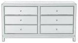 Dresser 6 Drawers 60" W X 18" D X 32" H, Antique Silver Paint