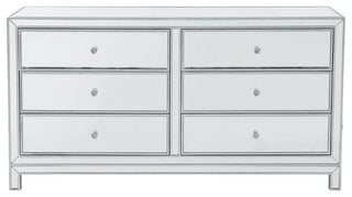 Dresser 6 Drawers 60" W X 18" D X 32" H, Antique Silver Paint