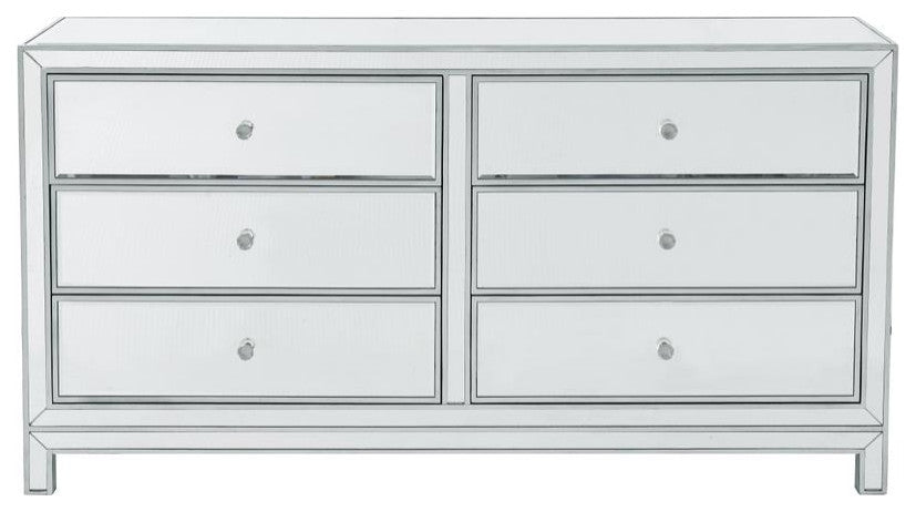 Dresser 6 Drawers 60" W X 18" D X 32" H, Antique Silver Paint