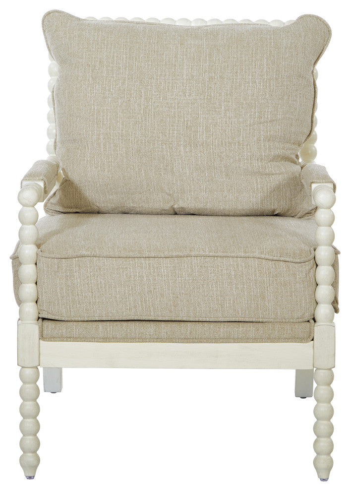 Kaylee Spindle Chair, Linen Fabric With Antique White Frame