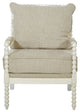Kaylee Spindle Chair, Linen Fabric With Antique White Frame
