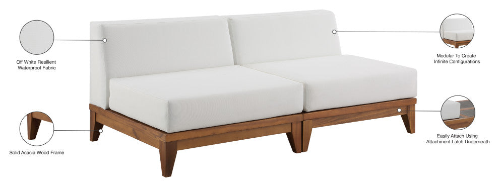 Rio Water Resistant Fabric  Patio 2-Piece Modular Sofa, Off White