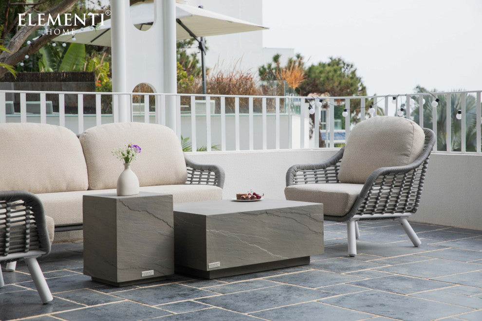 Colorado 40" Square Concrete Coffee Table, Space Grey